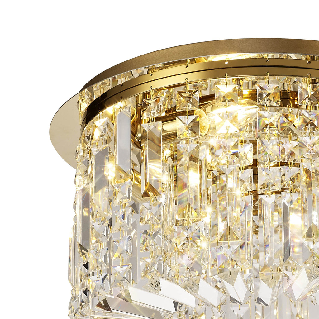 Luminosity Designs - Cruise Round Crystal 45cm Round Flush Chandelier, 5 Light E14 - Luminosity Designs Ltd