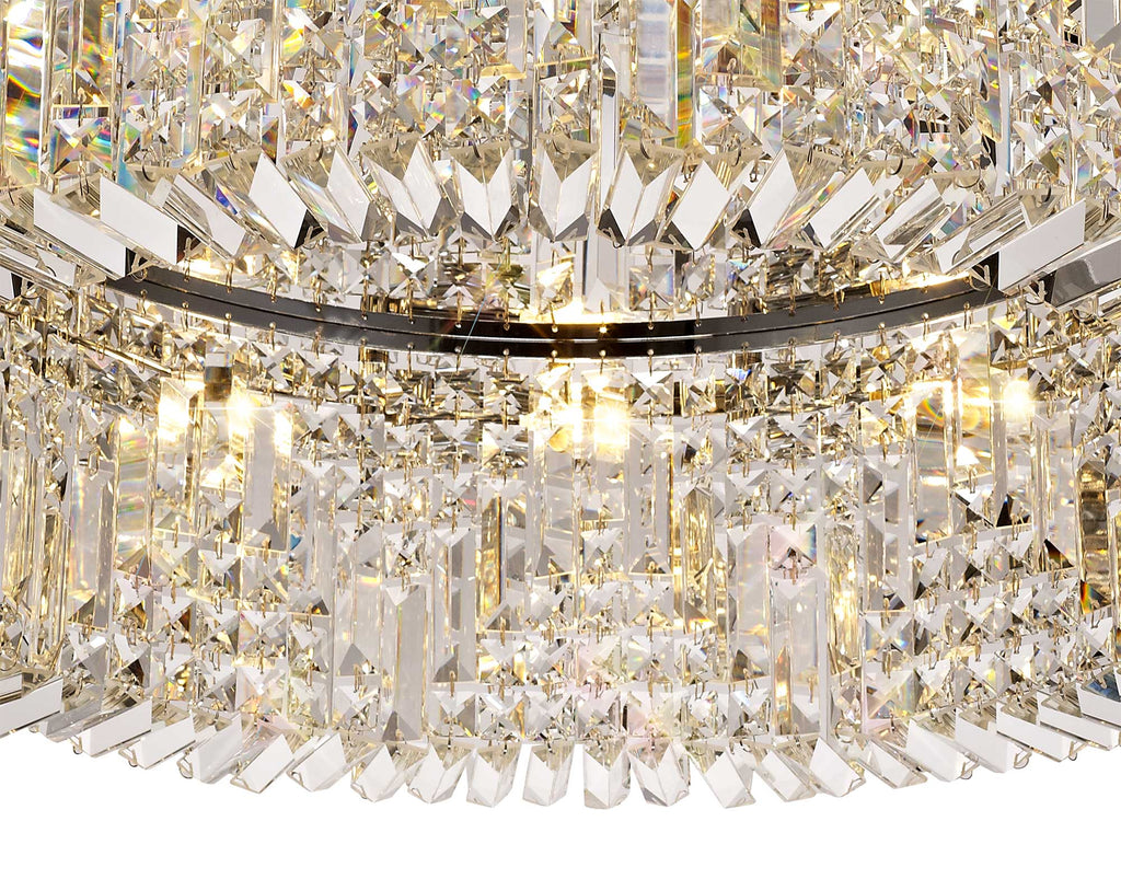 Luminosity Designs - Cruise Round Flush Crystal 85cm Round Flush Chandelier, 12 Light E14 - Luminosity Designs Ltd