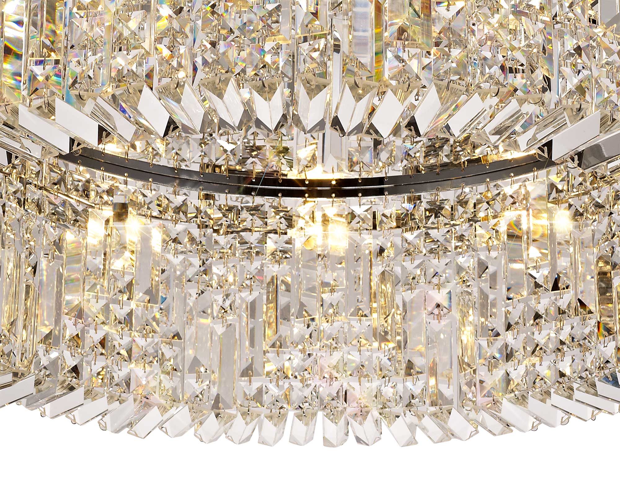 Luminosity Designs - Cruise Round Flush Crystal 85cm Round Flush Chandelier, 12 Light E14 - Luminosity Designs Ltd