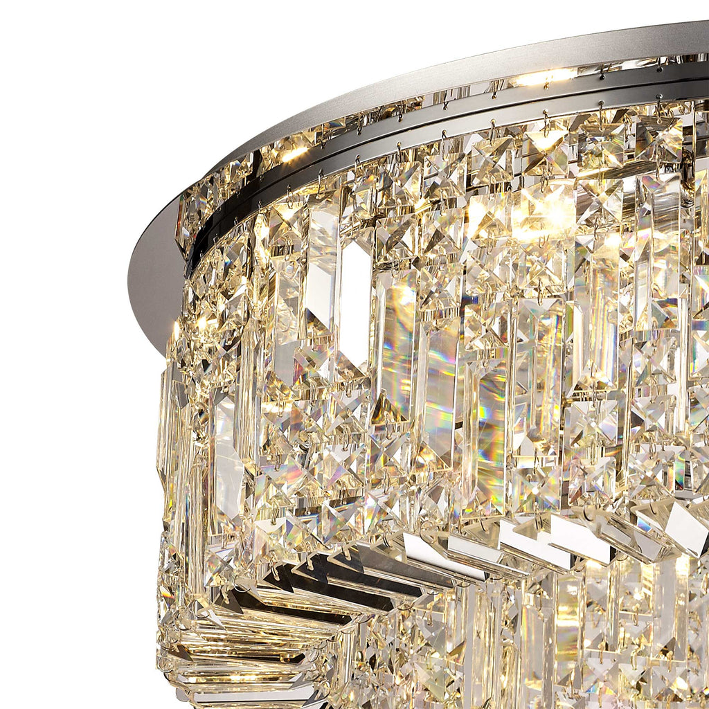 Luminosity Designs - Cruise Round Flush Crystal 85cm Round Flush Chandelier, 12 Light E14 - Luminosity Designs Ltd