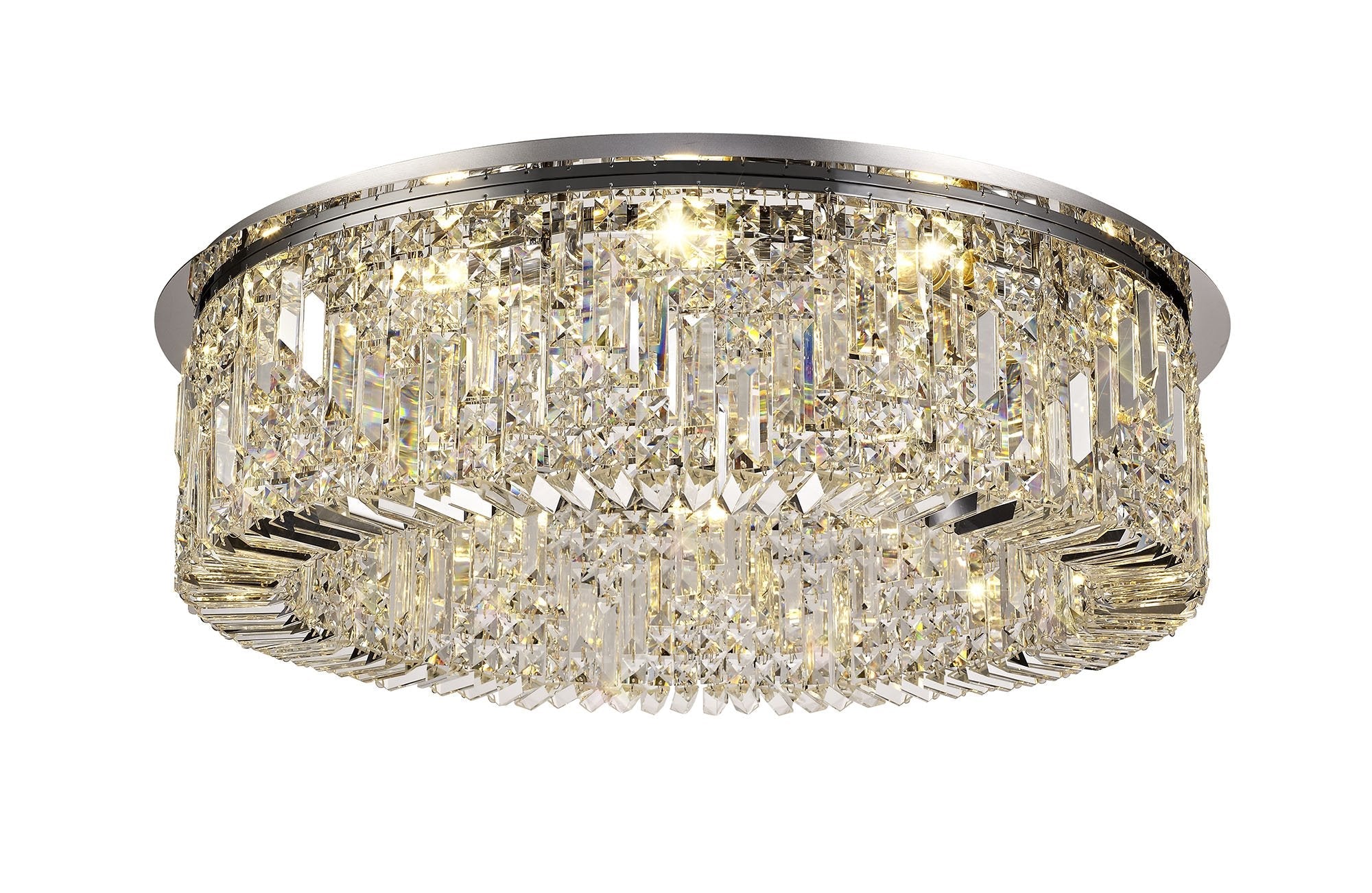 Luminosity Designs - Cruise Round Flush Crystal 85cm Round Flush Chandelier, 12 Light E14 - Luminosity Designs Ltd
