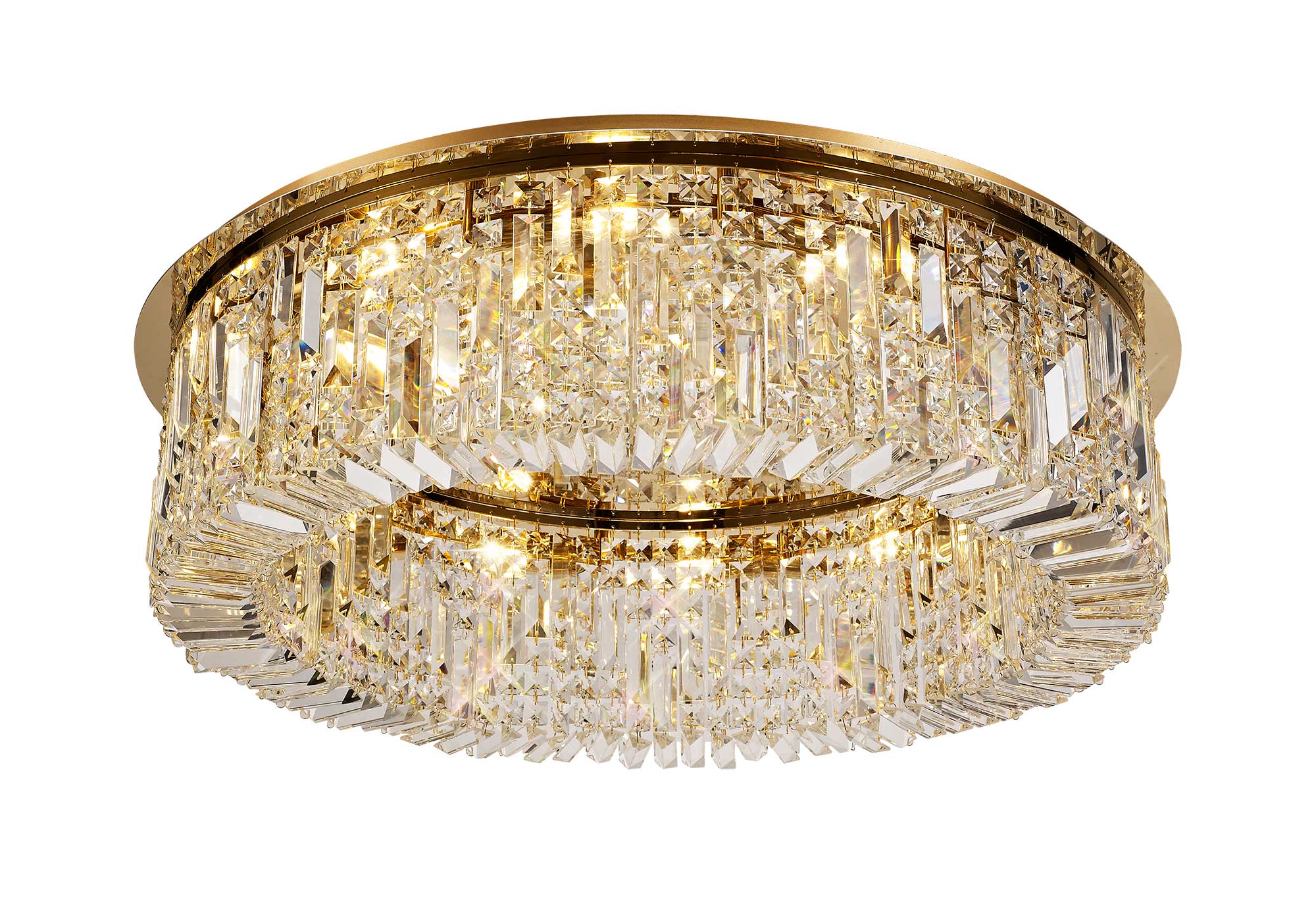 Luminosity Designs - Cruise Round Flush Crystal 85cm Round Flush Chandelier, 12 Light E14 - Luminosity Designs Ltd