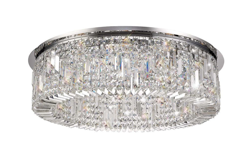 Luminosity Designs - Cruise Round Flush Crystal 85cm Round Flush Chandelier, 12 Light E14 - Luminosity Designs Ltd