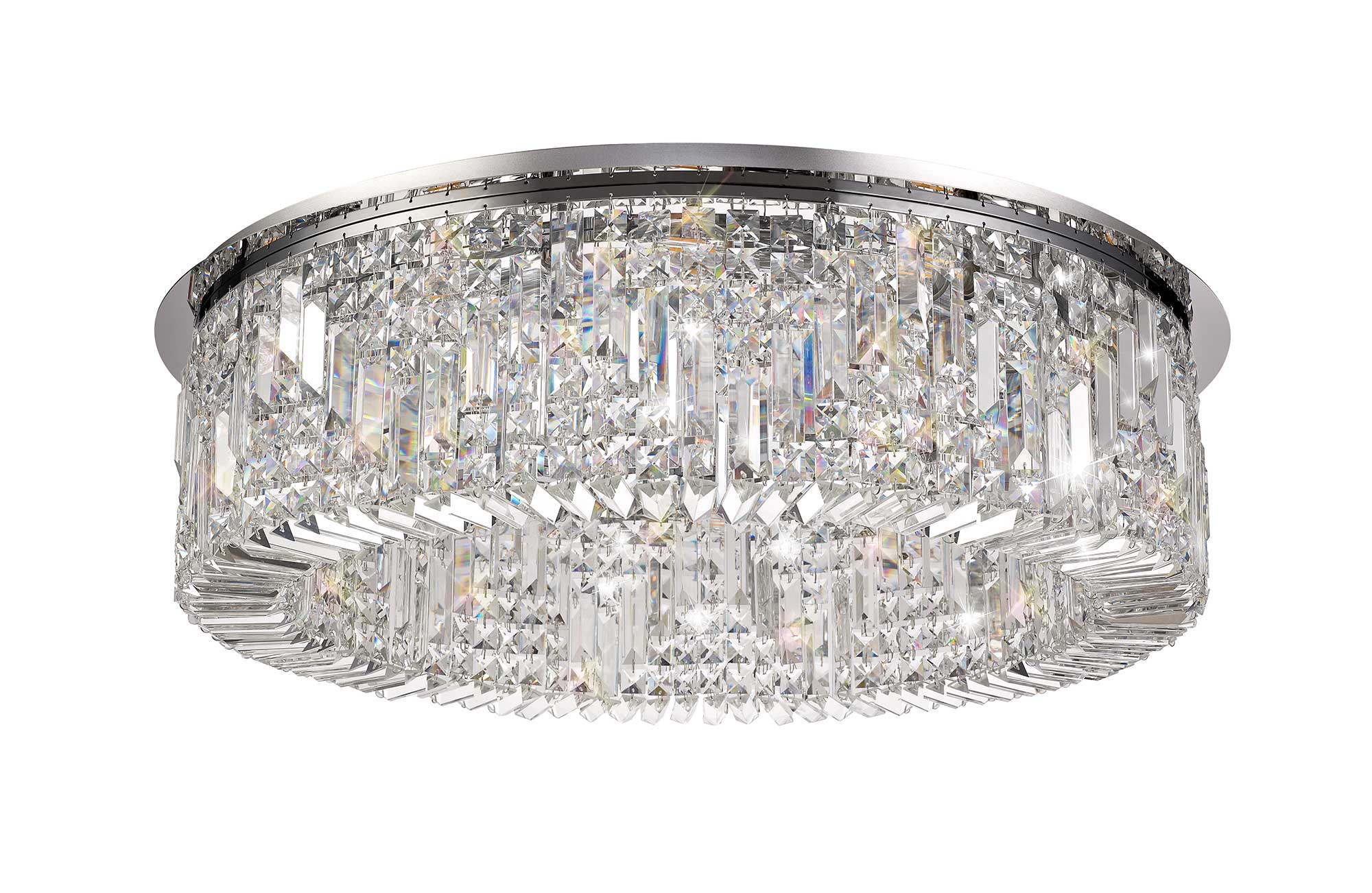 Luminosity Designs - Cruise Round Flush Crystal 85cm Round Flush Chandelier, 12 Light E14 - Luminosity Designs Ltd