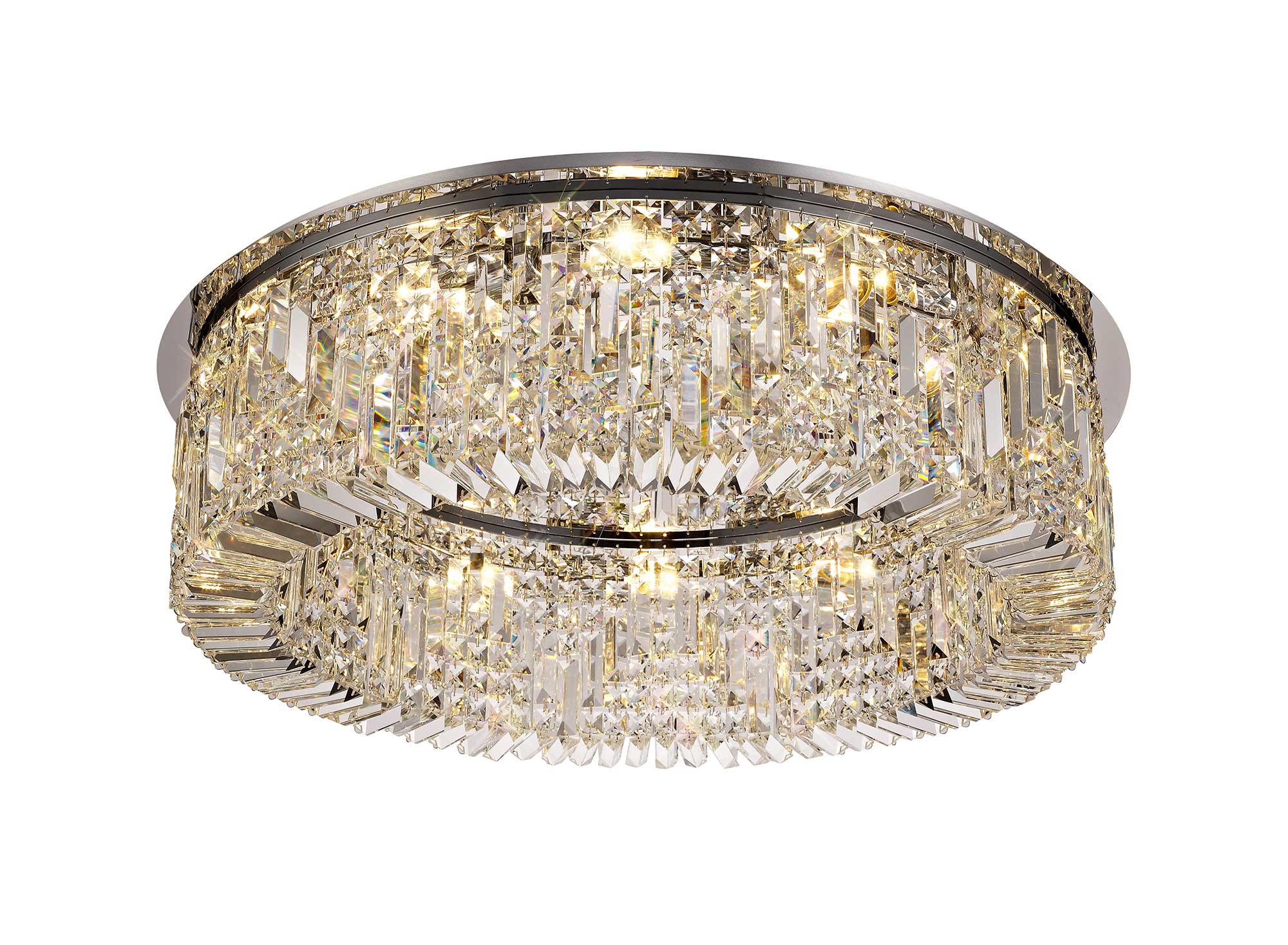 Luminosity Designs - Cruise Round Flush Crystal 85cm Round Flush Chandelier, 12 Light E14 - Luminosity Designs Ltd