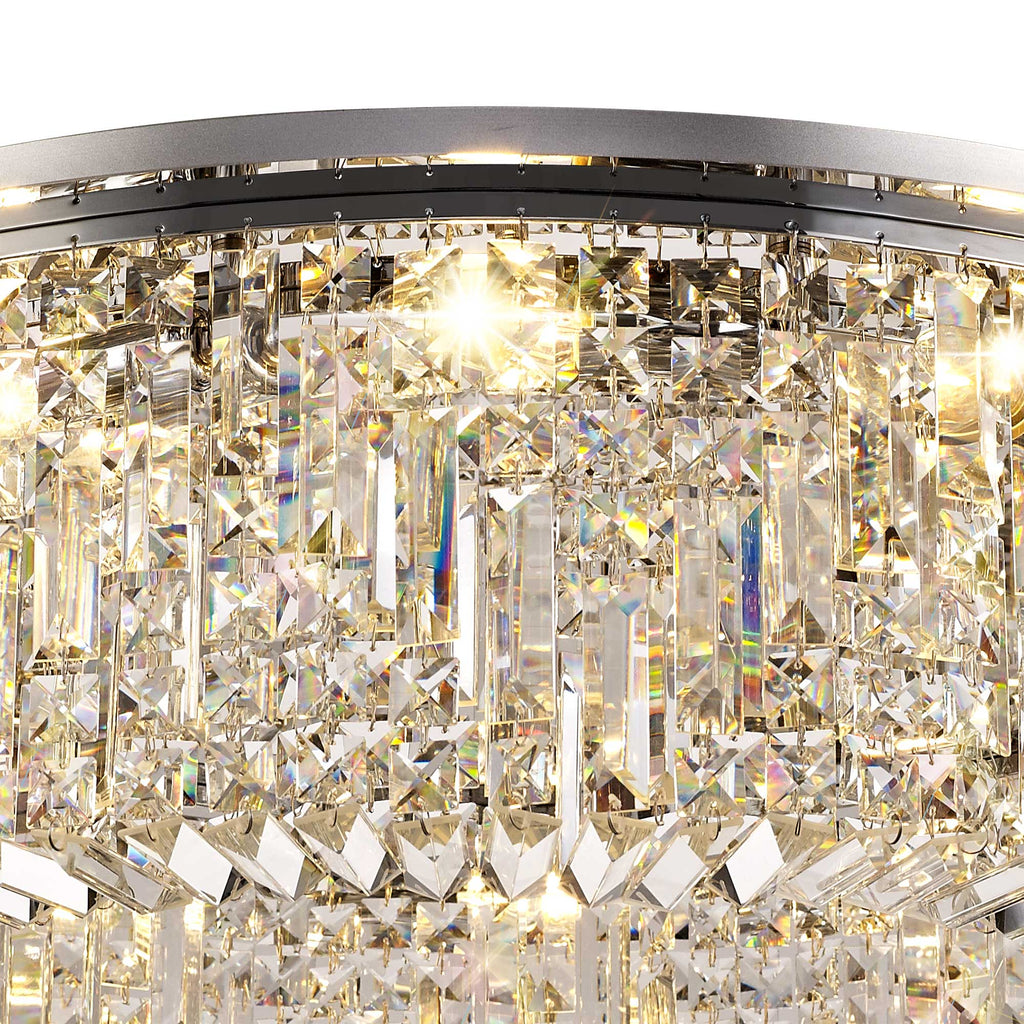 Luminosity Designs - Cruise Round Flush Crystal 85cm Round Flush Chandelier, 12 Light E14 - Luminosity Designs Ltd
