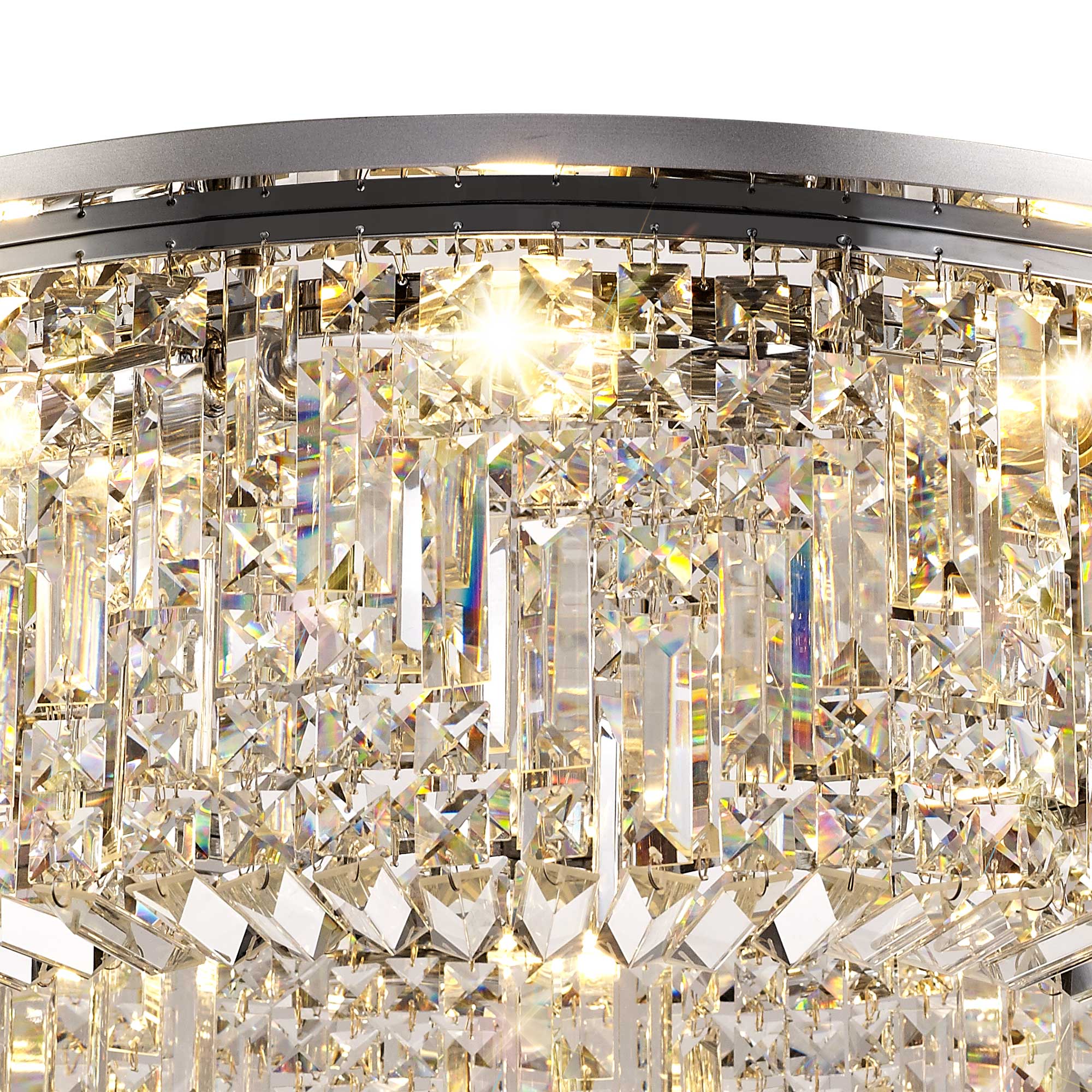 Luminosity Designs - Cruise Round Flush Crystal 85cm Round Flush Chandelier, 12 Light E14 - Luminosity Designs Ltd
