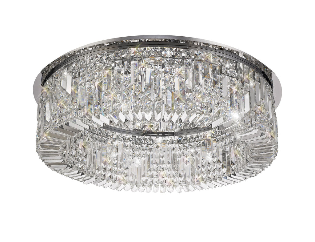Luminosity Designs - Cruise Round Flush Crystal 85cm Round Flush Chandelier, 12 Light E14 - Luminosity Designs Ltd