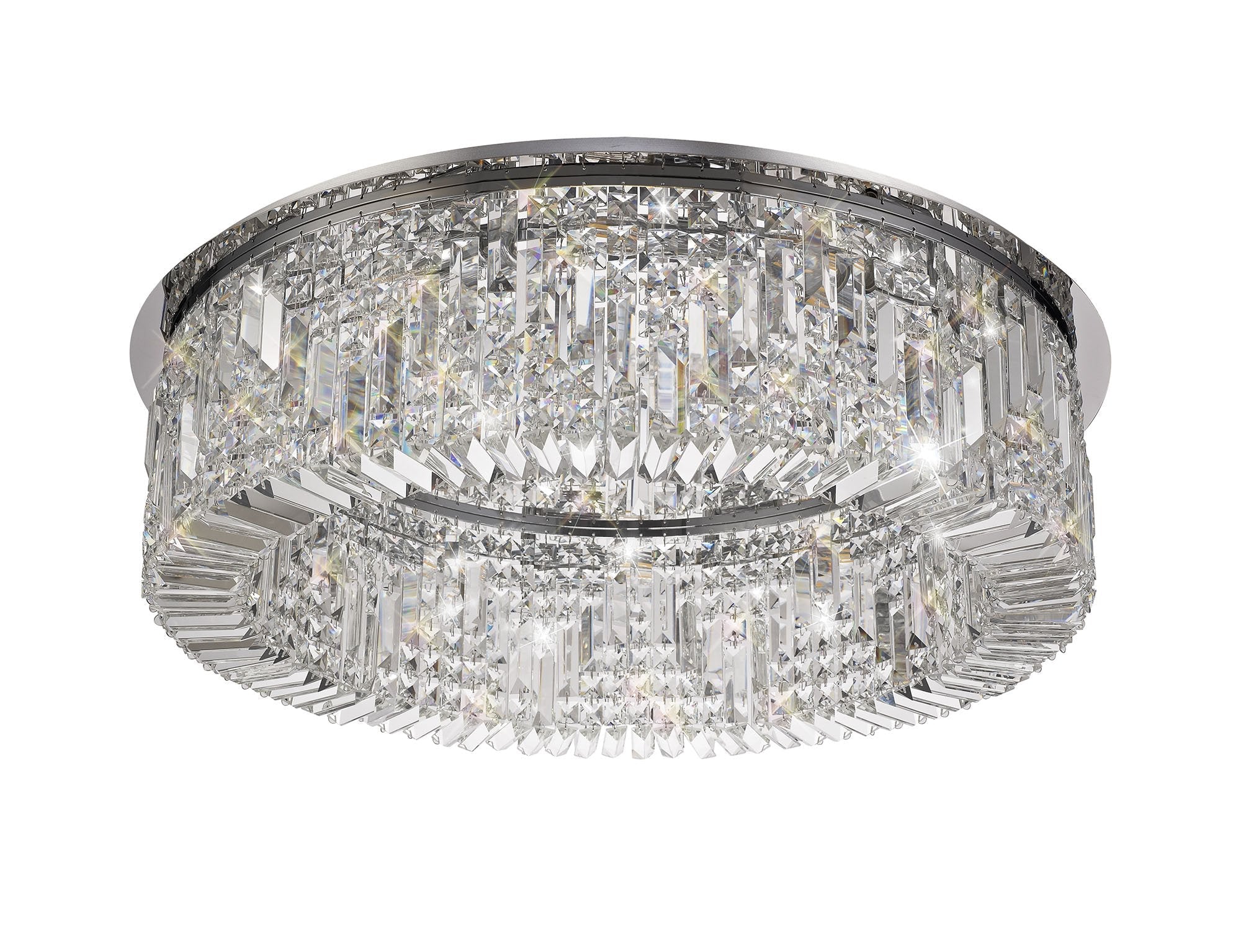 Luminosity Designs - Cruise Round Flush Crystal 85cm Round Flush Chandelier, 12 Light E14 - Luminosity Designs Ltd