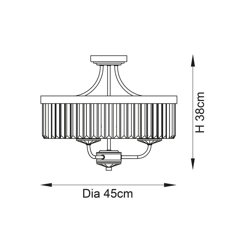 Paris 3 Light Semi Flush Fitting