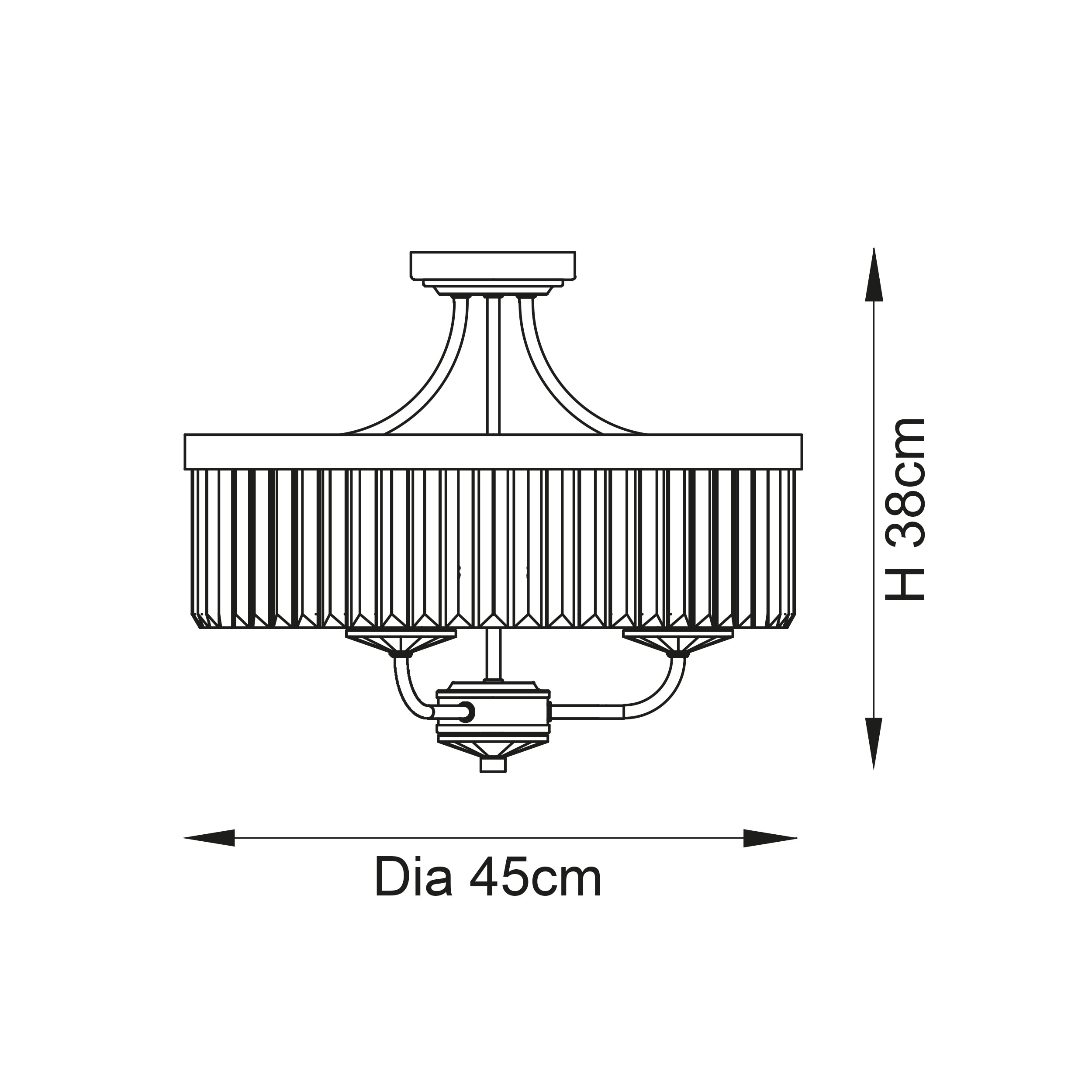 Paris 3 Light Semi Flush Fitting