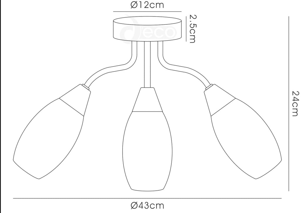 inspired - Denia 3 Arm Ceiling Light - Luminosity Designs Ltd