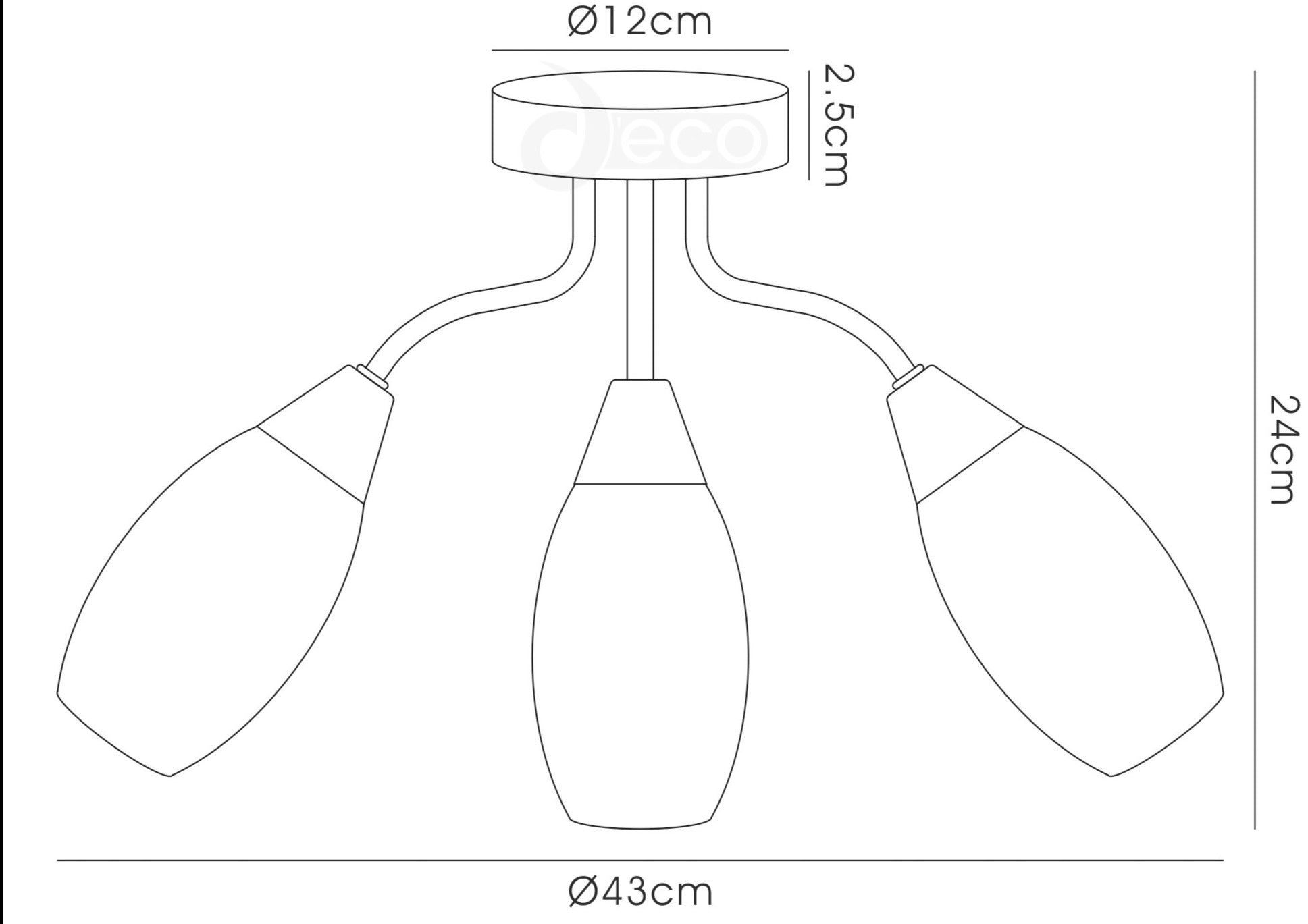 inspired - Denia 3 Arm Ceiling Light - Luminosity Designs Ltd