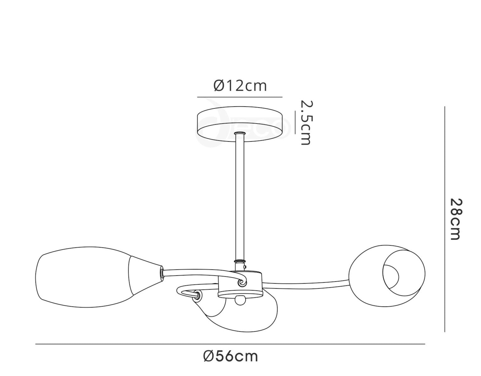 inspired - Denia 3 Arm Ceiling Light - Luminosity Designs Ltd