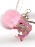 Luminosity Designs - Diamanté Dolphin Pompom Bag Charm / Keyring - Luminosity Designs Ltd