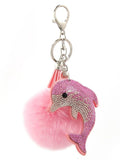 Luminosity Designs - Diamanté Dolphin Pompom Bag Charm / Keyring - Luminosity Designs Ltd