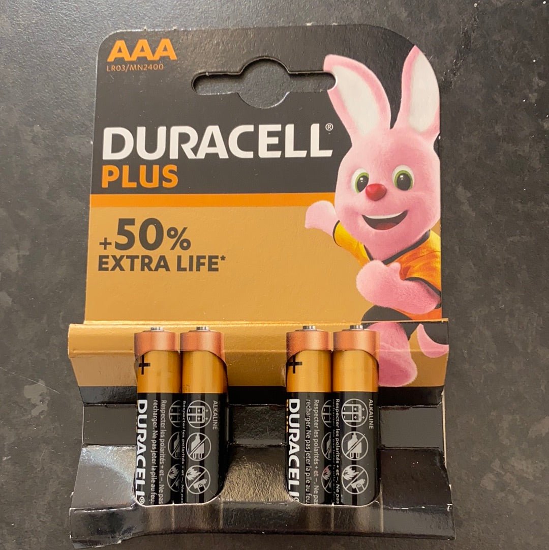 Duracell - Duracell Plus AAA Batteries - Pack of 4 - Luminosity Designs Ltd