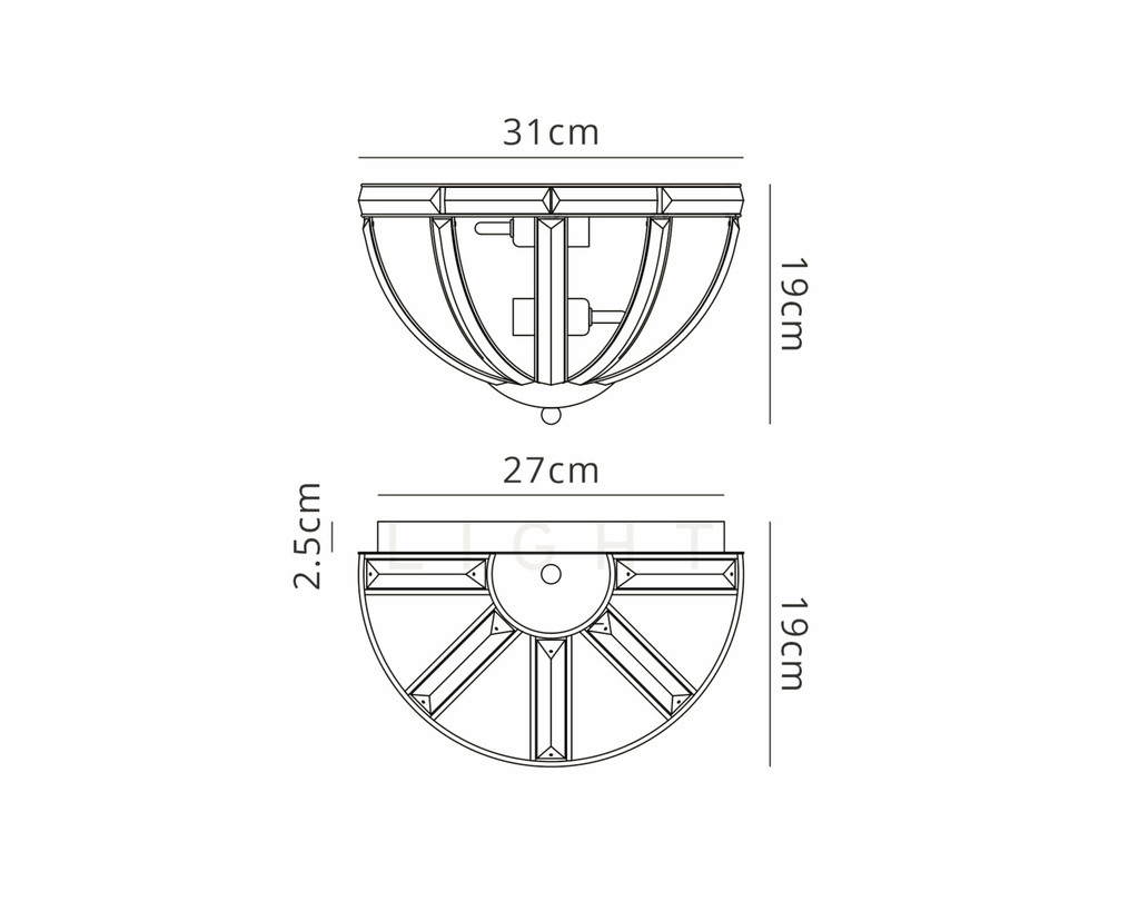 Luminosity Designs - Elsa Crystal Half Round Wall Light - Luminosity Designs Ltd