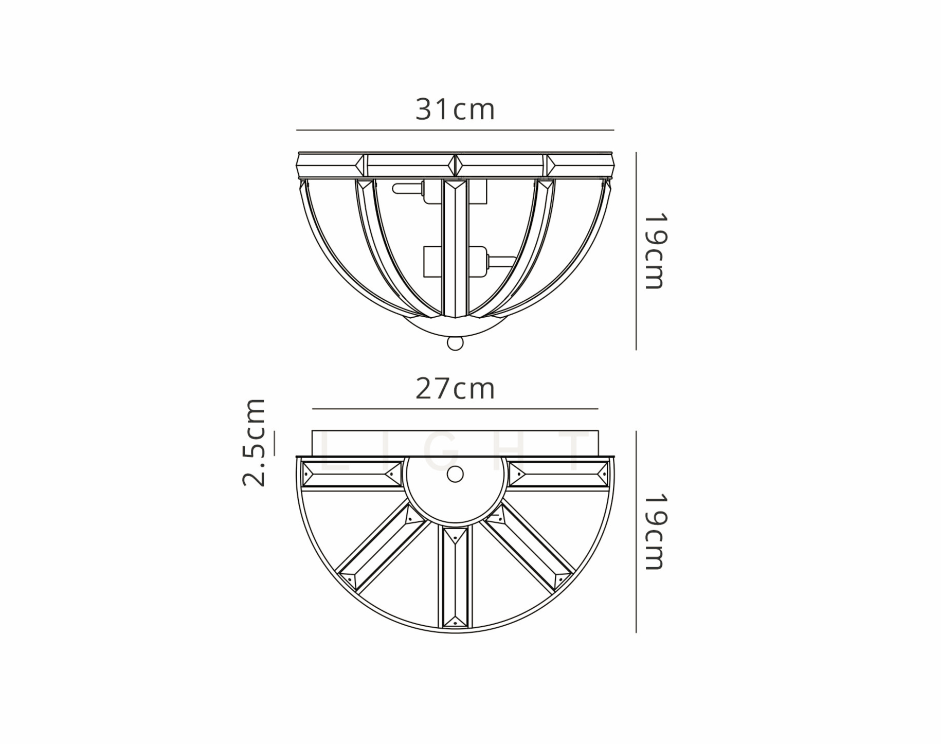 Luminosity Designs - Elsa Crystal Half Round Wall Light - Luminosity Designs Ltd