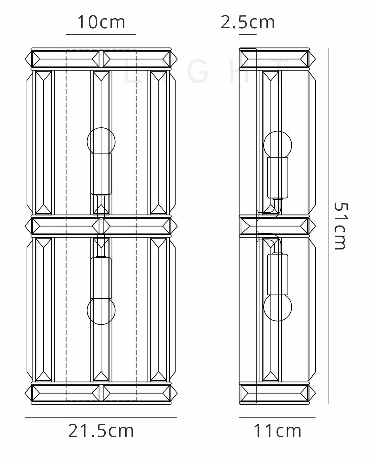 Luminosity Designs - Elsa Crystal Rectangle Wall Light - Luminosity Designs Ltd