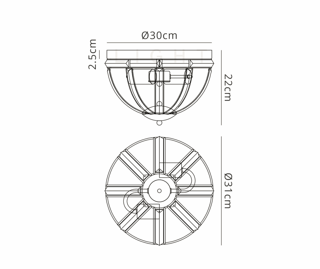 Luminosity Designs - Elsa Crystal Small Flush Lantern - Luminosity Designs Ltd