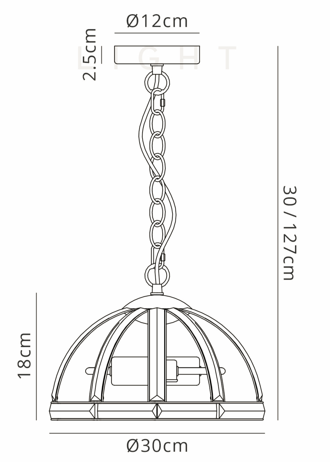 Luminosity Designs - Elsa Crystal Small Half Globe Lantern - Luminosity Designs Ltd