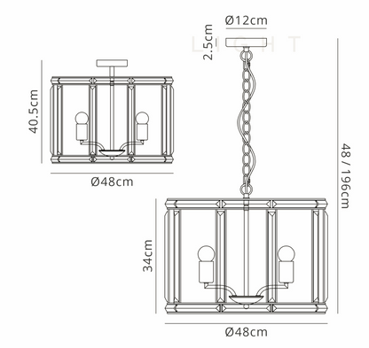 Elsa Crystal Lantern - Pendant or Flush