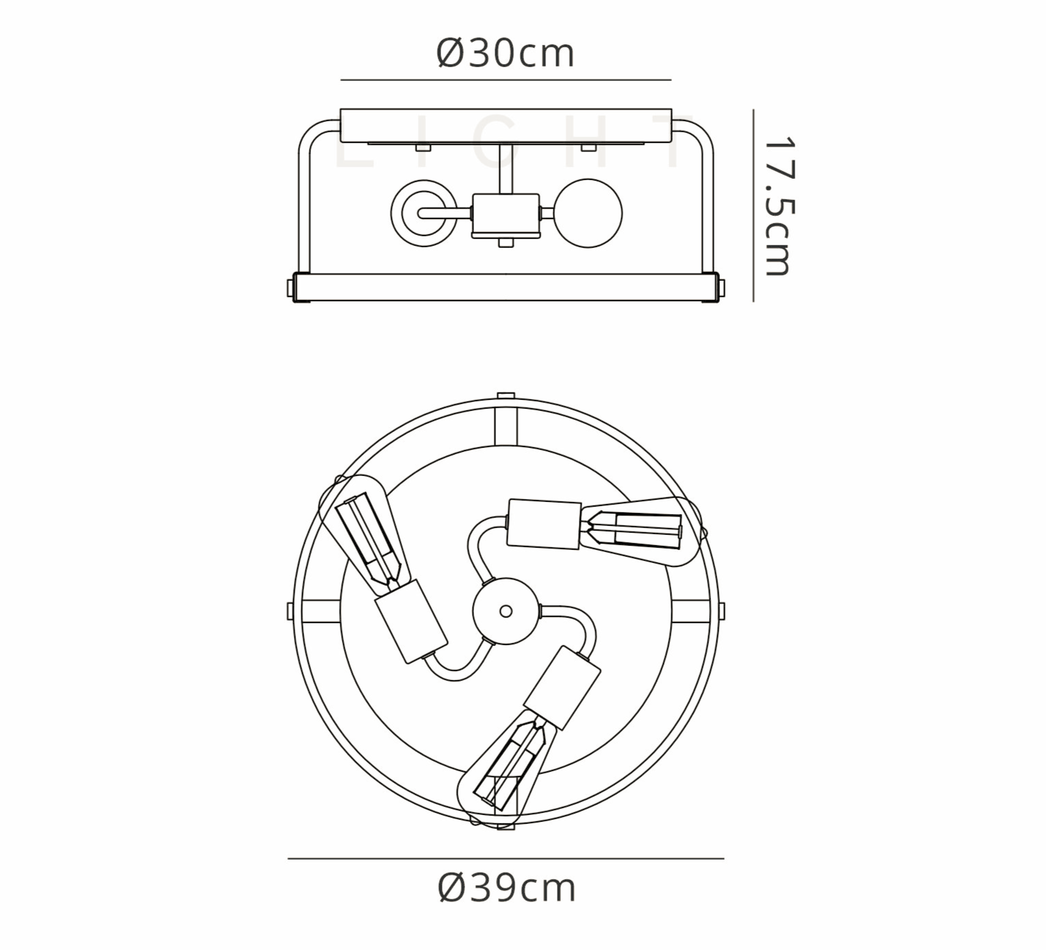 Luminosity Designs - Farmhouse Semi Flush Ceiling Light - Luminosity Designs Ltd