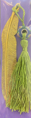 Luminosity Designs - Feather and Tassel Victorian Style Brass Plate Bookmark - Luminosity Designs Ltd