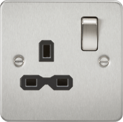 Knightsbridge - Flat Plate 1g Switched Socket - Luminosity Designs Ltd