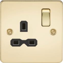 Knightsbridge - Flat Plate 1g Switched Socket - Luminosity Designs Ltd