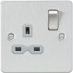 Knightsbridge - Flat Plate 1g Switched Socket - Luminosity Designs Ltd