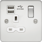 Knightsbridge - Flat Plate 1g Switched Socket With USB Sockets - Luminosity Designs Ltd
