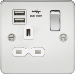 Knightsbridge - Flat Plate 1g Switched Socket With USB Sockets - Luminosity Designs Ltd