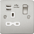 Knightsbridge - Flat Plate 1g Switched Socket With USB Sockets - Luminosity Designs Ltd