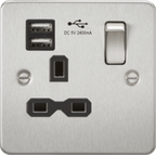 Knightsbridge - Flat Plate 1g Switched Socket With USB Sockets - Luminosity Designs Ltd