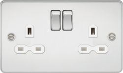 Knightsbridge - Flat Plate 2g Switched Socket - Luminosity Designs Ltd