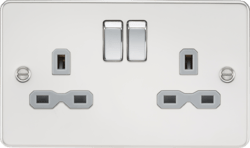 Knightsbridge - Flat Plate 2g Switched Socket - Luminosity Designs Ltd