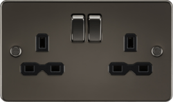 Knightsbridge - Flat Plate 2g Switched Socket - Luminosity Designs Ltd