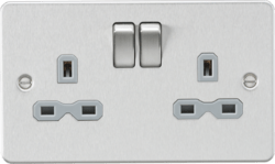 Knightsbridge - Flat Plate 2g Switched Socket - Luminosity Designs Ltd