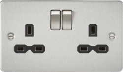 Knightsbridge - Flat Plate 2g Switched Socket - Luminosity Designs Ltd