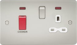 Knightsbridge - Flat Plate 45A Cooker Switch With Socket - Luminosity Designs Ltd