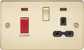 Knightsbridge - Flat Plate 45A Cooker Switch With Socket - Luminosity Designs Ltd