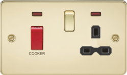 Knightsbridge - Flat Plate 45A Cooker Switch With Socket - Luminosity Designs Ltd