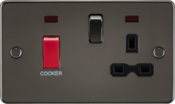 Knightsbridge - Flat Plate 45A Cooker Switch With Socket - Luminosity Designs Ltd