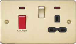 Knightsbridge - Flat Plate 45A Cooker Switch With Socket - Luminosity Designs Ltd