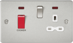 Knightsbridge - Flat Plate 45A Cooker Switch With Socket - Luminosity Designs Ltd