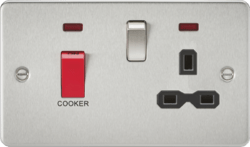 Knightsbridge - Flat Plate 45A Cooker Switch With Socket - Luminosity Designs Ltd