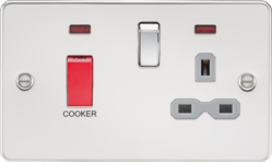 Knightsbridge - Flat Plate 45A Cooker Switch With Socket - Luminosity Designs Ltd