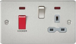 Knightsbridge - Flat Plate 45A Cooker Switch With Socket - Luminosity Designs Ltd